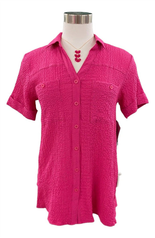 Multiples - Gauze Button Front Shirt