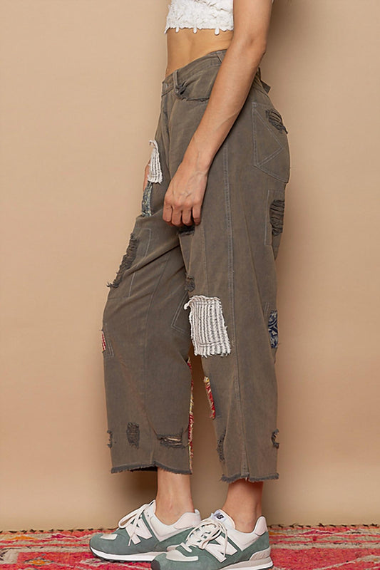 Pol - Patchwork Detail Denim Ankle Pants