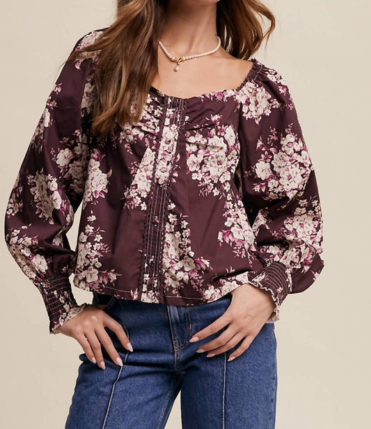 Listicle - Floral Puff Sleeve Blouse