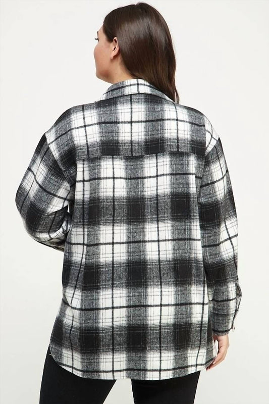 Allie Rose - Brushed Plaid Shirt Jacket
