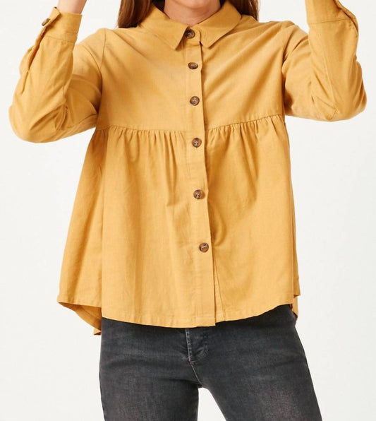 Hayden La - Corduroy Button Up Peplum Shirt