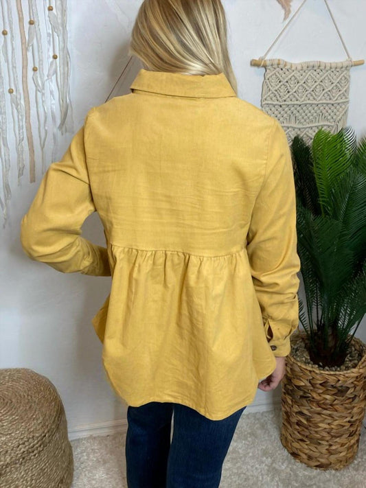 Hayden La - Mini Corduroy Button Up Blouse