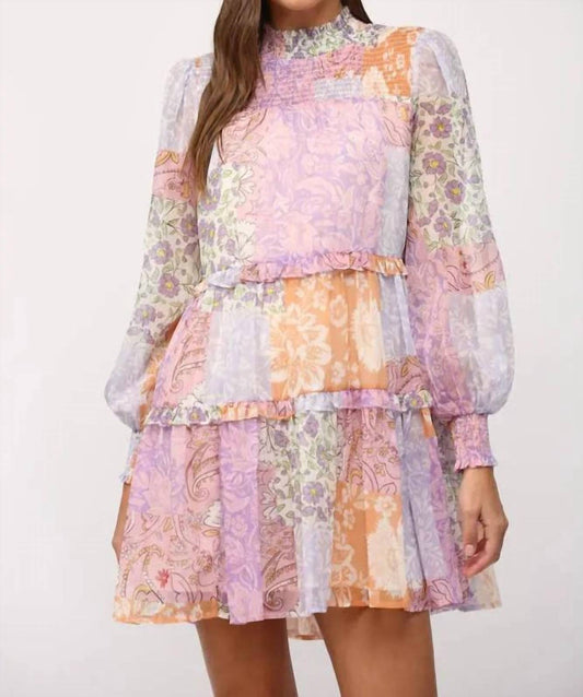 Fate - Lily Patchwork Chiffon Tiered Mini Dress