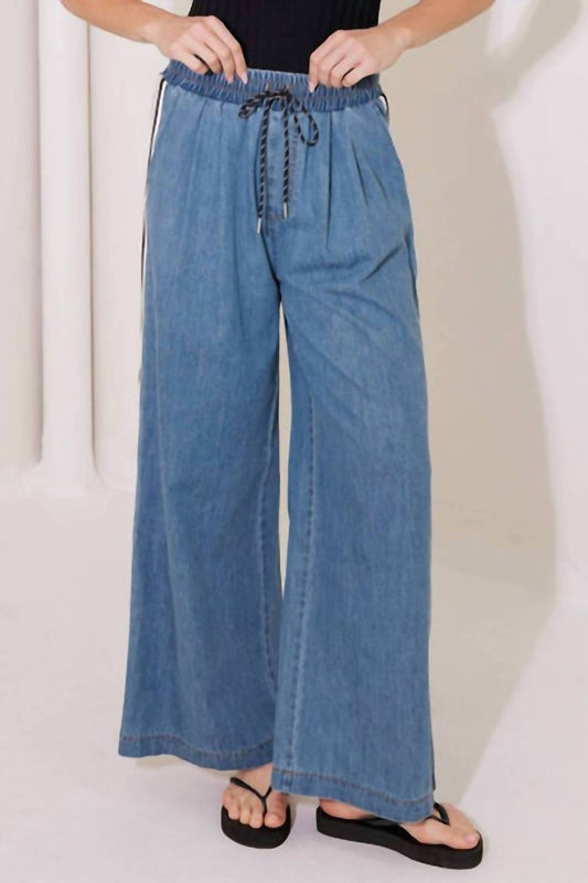 Jodifl - Pull On Side Stripe Denim Pants