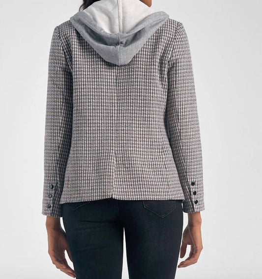 Elan - Plaid Hooded Blazer