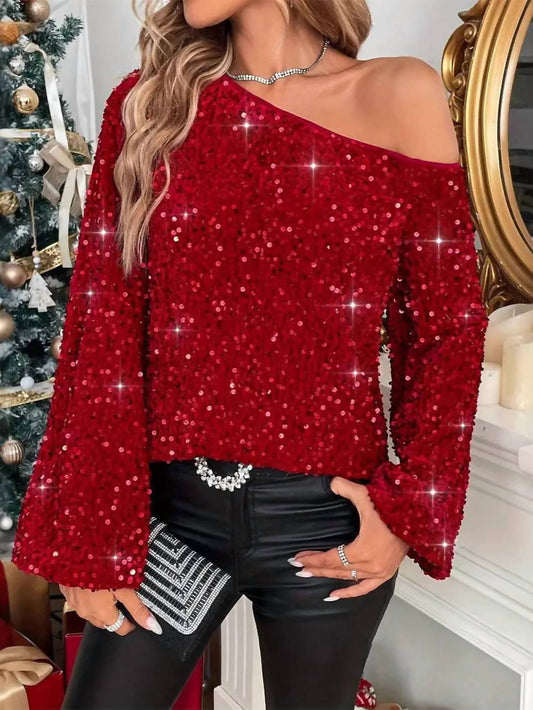 Hiddenbrand - Off The Shoulder Sequin Blouse