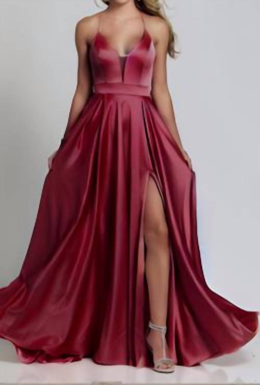 Dave & Johnny - Red Strappy A-line Gown