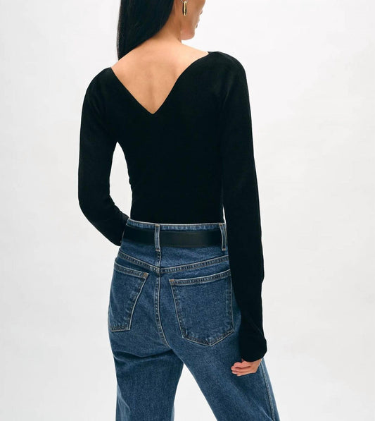 White + Warren - Superfine Merino Ribbed V-neck Top