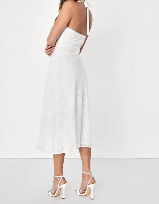 Lulus - Graceful Floral Jacquard Halter Elegant Midi Dress - Plus