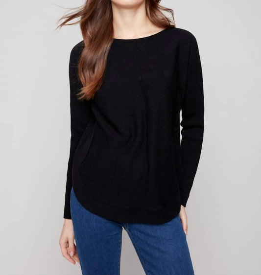 Charlie B - Round Hem Sweater With Lace Detail