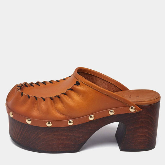 Marni - Women's Sabo Ruched Leather Studded Platform Clog