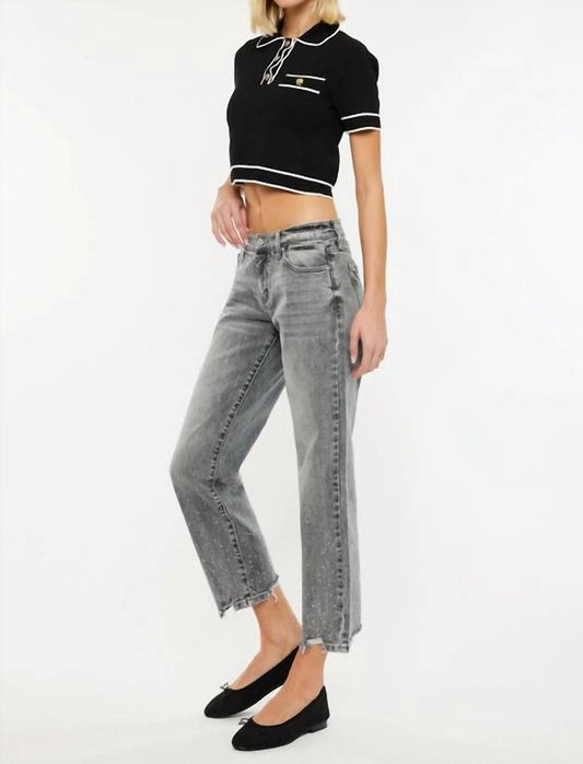 Kancan - Mid Rise Cropped Straight Leg Jeans