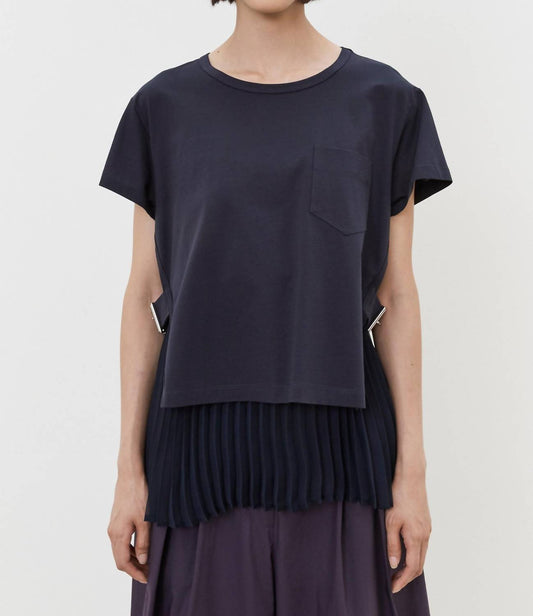 Meimeij - Side Buckle Short Sleeve Round Neck Top