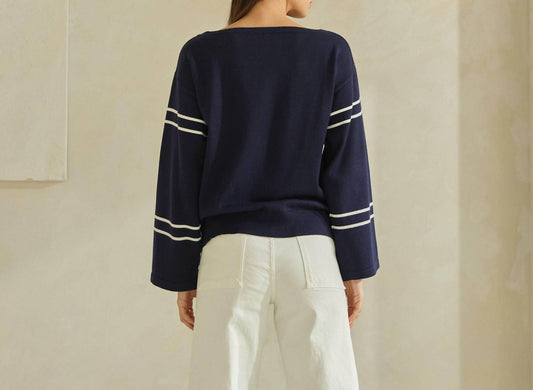 Able - Boat Neck Striped Knit Top