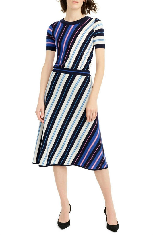 J.Crew - Diagonal Stripe Merino Wool Midi A Line Skirt