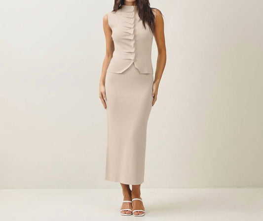Able - Pleated Mock Neck Top & Skirt Set