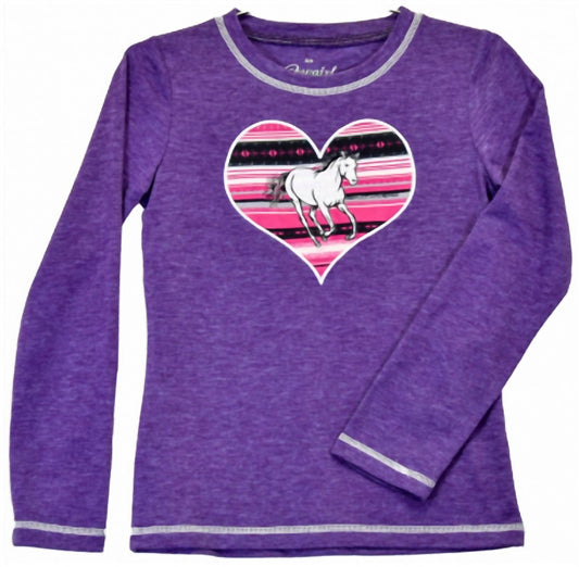 Cowgirl Hardware - Girl's Hardware Serape Heart Horse Crew Neck Shirt