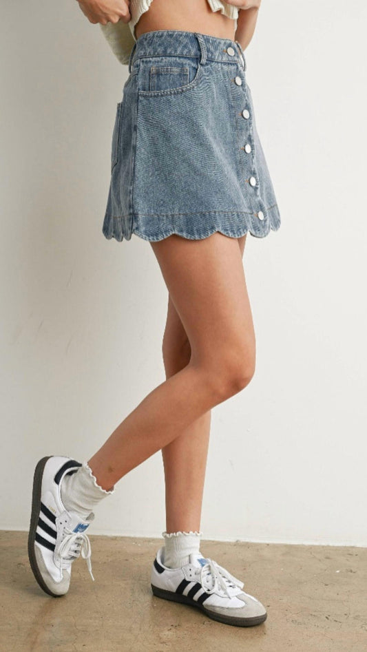 Buttermelon - Scallop Edge Button-up Skirt