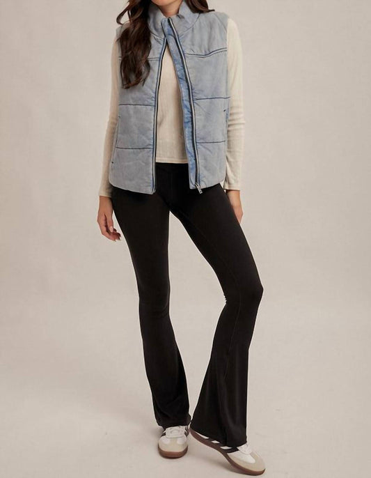 Hem & Thread - Denim Puffer Zip Up Vest