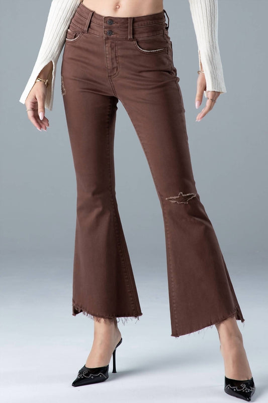 Ceros - High Rise Distress Flare Denim Jean