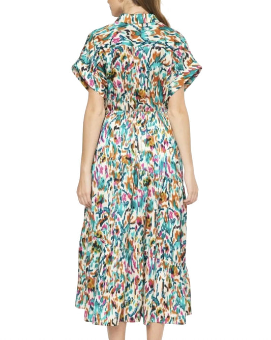 Entro - Satin Printed Midi Dress