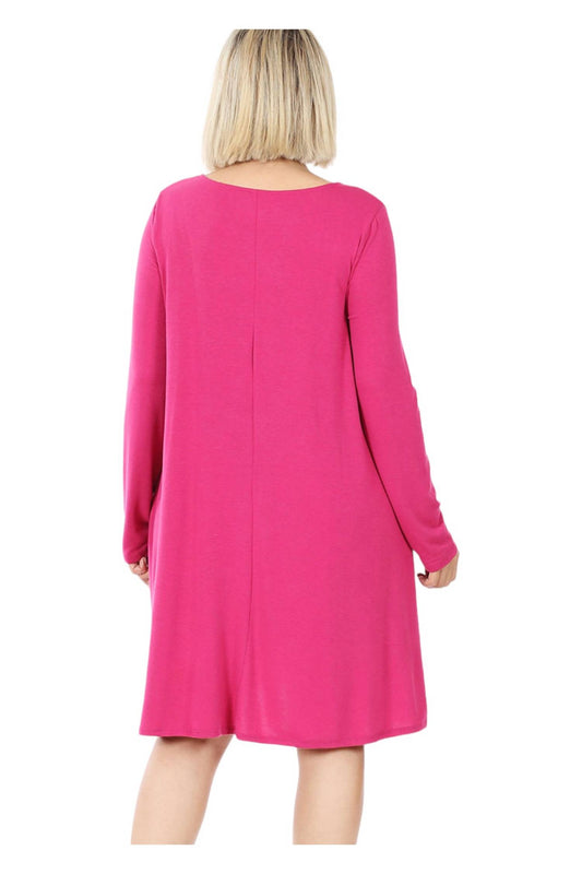 Zenana - Long Sleeve with Pockets Dress