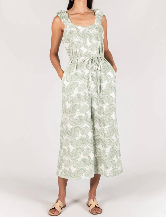 P.Cill - Linen Leaf Print Jumpsuit
