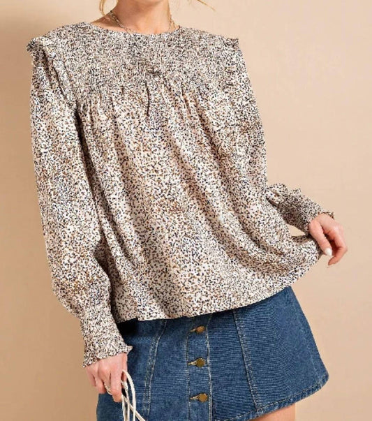 Kori - Ruffle Sleeve Smock Blouse