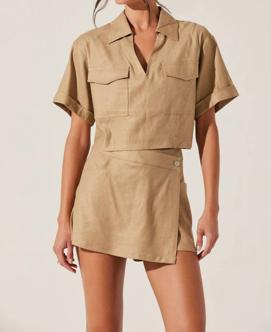 Astr - Deborah Linen Blend Safari Top