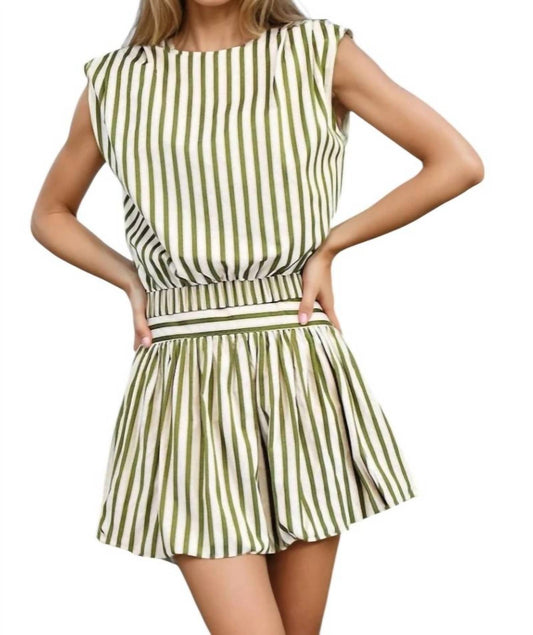 Glam - Alice Cap Sleeves Elastic Waist Top & Bubble Skirt Set