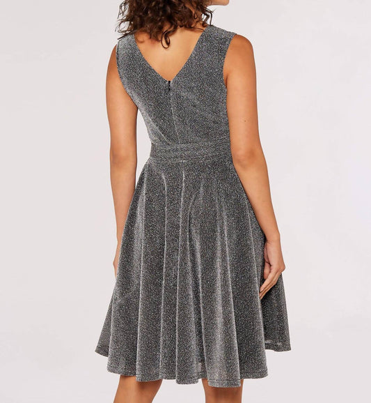 Apricot - Silver Lurex A-Line Dress