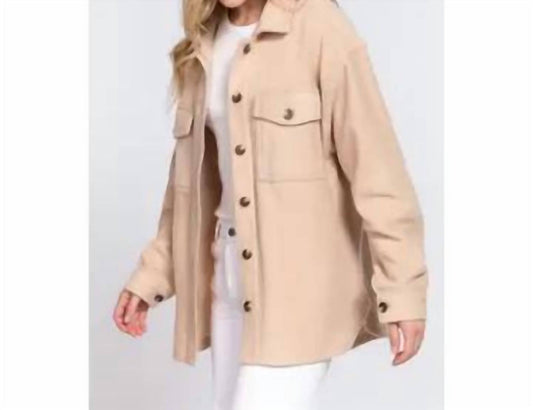 Active Basic - Long Sleeve Notched Collar Front Pocket Fleece Jacket