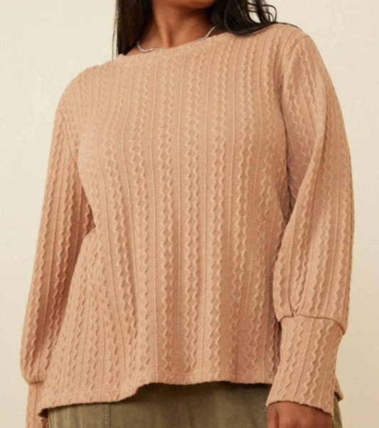 Hayden La - Long Cuff Cable Knit Pullover - Plus