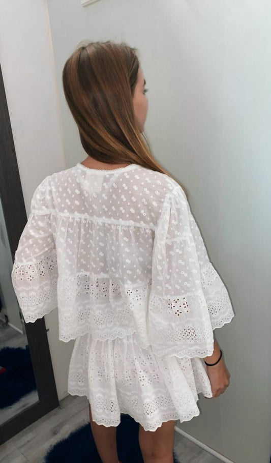 Muche & Muchette - Leonie Eyelet Smocked Waist Mini Skirt