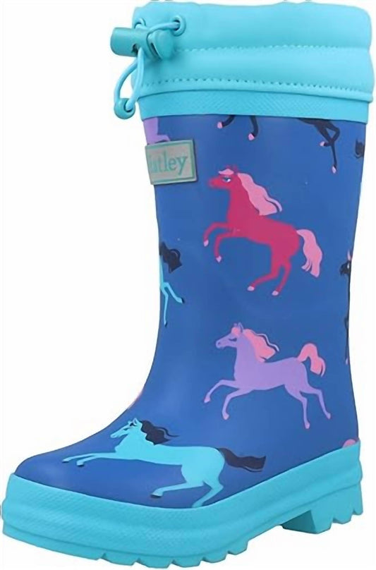 Hatley - Boy's Prancing Horses Sherpa Lined Rain Boots