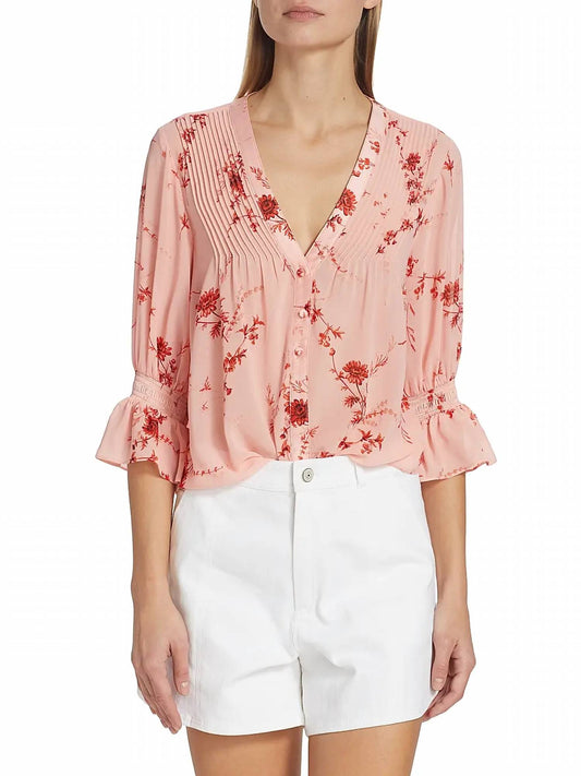 Cinq A Sept - Jennings Floral Pintuck Button-front Top