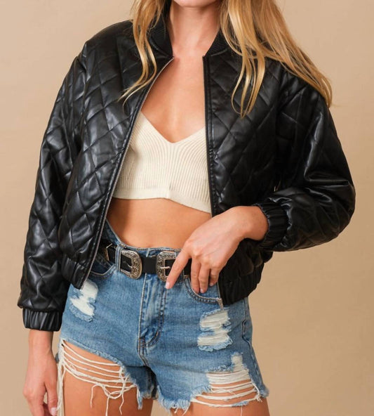 Blue B - Quilted Zip Up Bomber Jacket