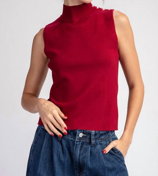 Ee:Some - Mock Neck Sleeveless Sweater Top