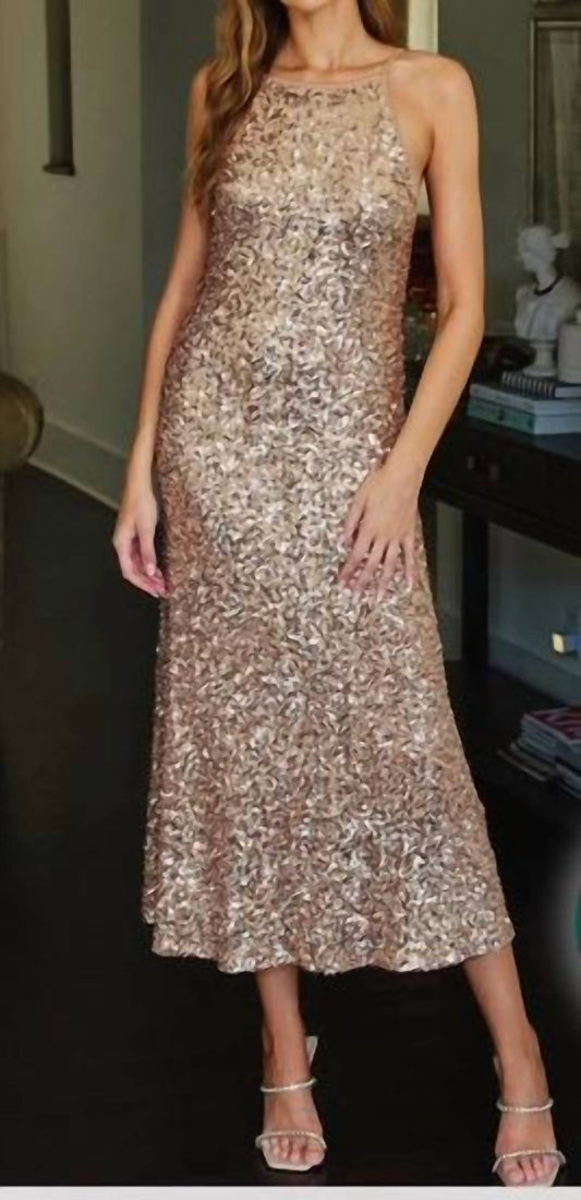 Dress Forum - Sequined Soft Tie Halter Neck Maxi Cocktail Party Dress