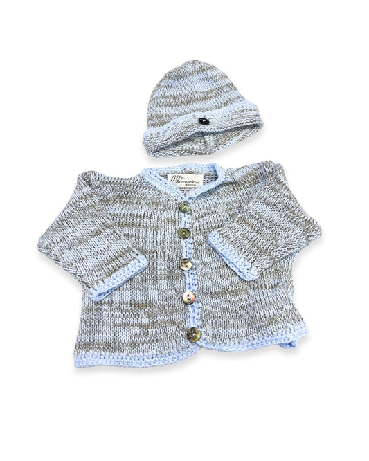 Gita - Boy's 2pc Tweed Cardigan With Hat