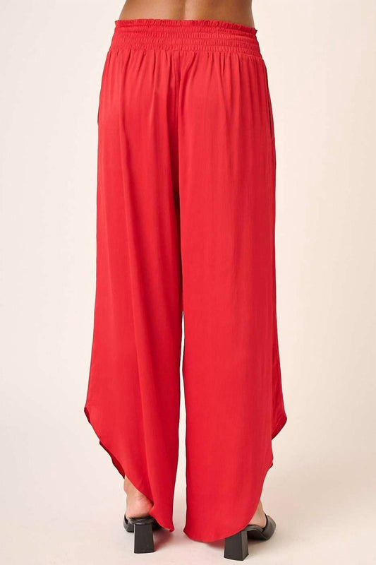 Mittoshop - Satin Smocked Waist Wide Leg Pant