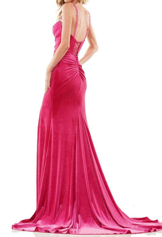 Colors Dress - Sleeveless Velvet Prom Gown