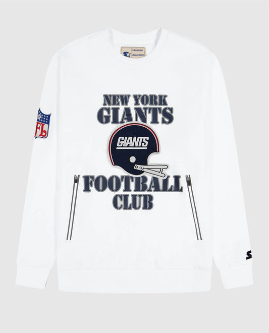 Starter - Men's New York Giants Crew Neck Sweatshirt With Zip Pockets