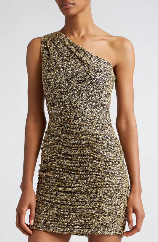 Ramy Brook - Mallory Metallic Mesh One-Shoulder Mini Dress