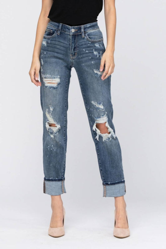 Judy Blue - Splatter Boyfriend Jean