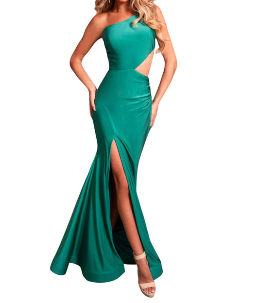 Rachel Allan - Asymmetrical Cutout Gown With Slit