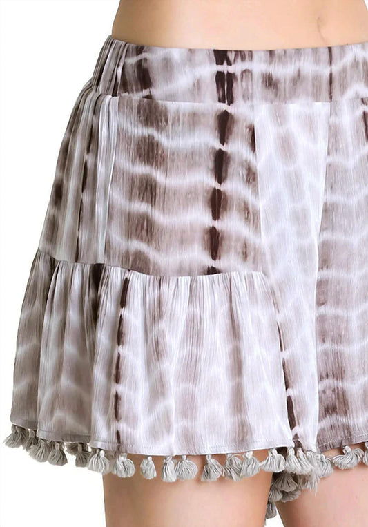 Umgee - Tie Dye Shorts With Tassel Trim