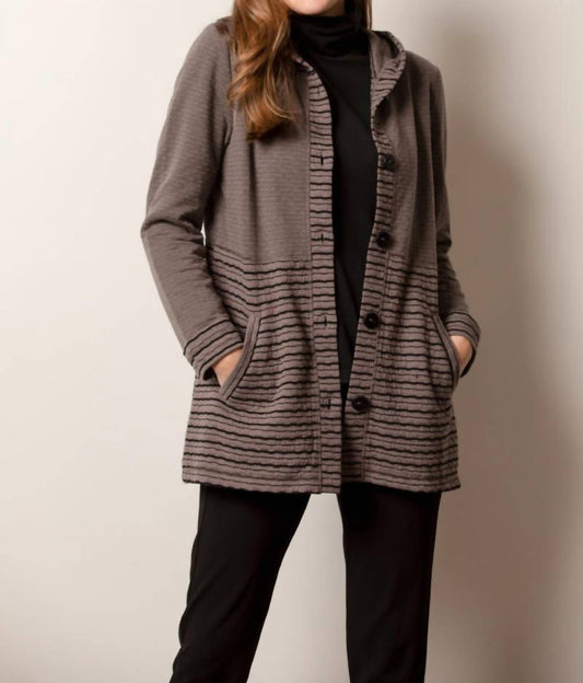 Habitat - Andes Stripe Button Front Hoodie