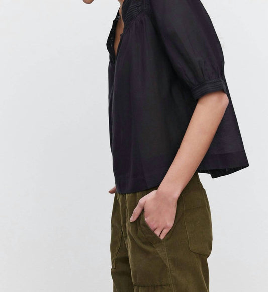 Velvet By Graham & Spencer - Marci Embroidered Split Neck Top