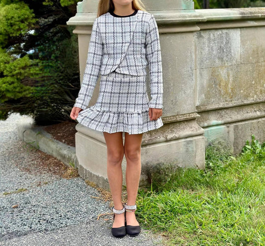 Little Olin - Tweed Ruffle Mini Skirt